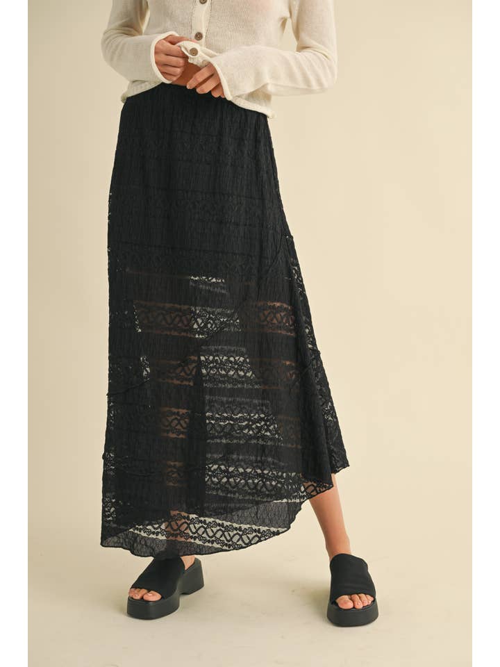 MIOU MUSE - Wholesale Skirt - Women's - S4748 LACE KNITTED LONG SKIRT