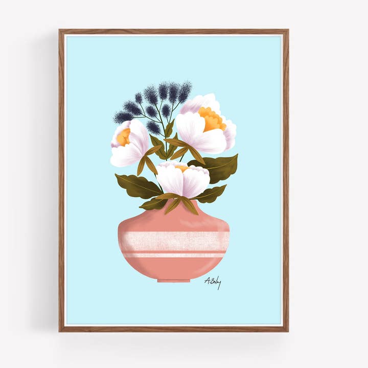 Baby Blue - floraler Illustrationsdruck für den Großhandel von Annie Bailey Art