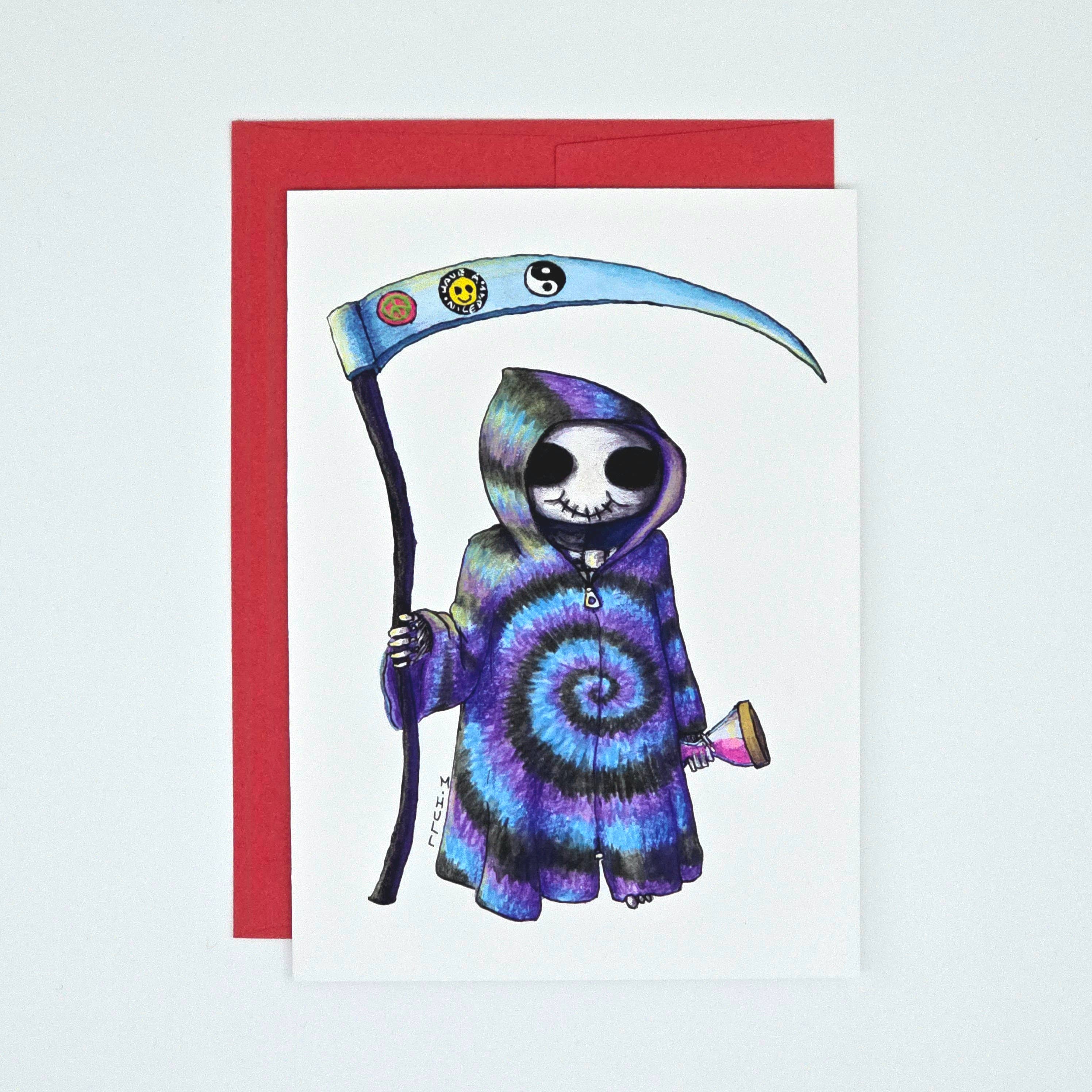Comic Relief Art by Martha Hull - Wholesale Everyday Greeting Card - Tie Die Reaper