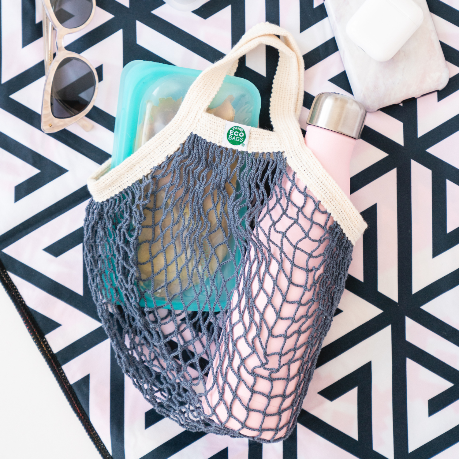 ECOBAGS - Vente Sac à main avec poignée sur le dessus – femme - Mini sac filet en coton biologique8