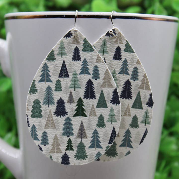 Christmas Trees Teardrop Dangle Earrings for wholesale by Hylidae Boutique