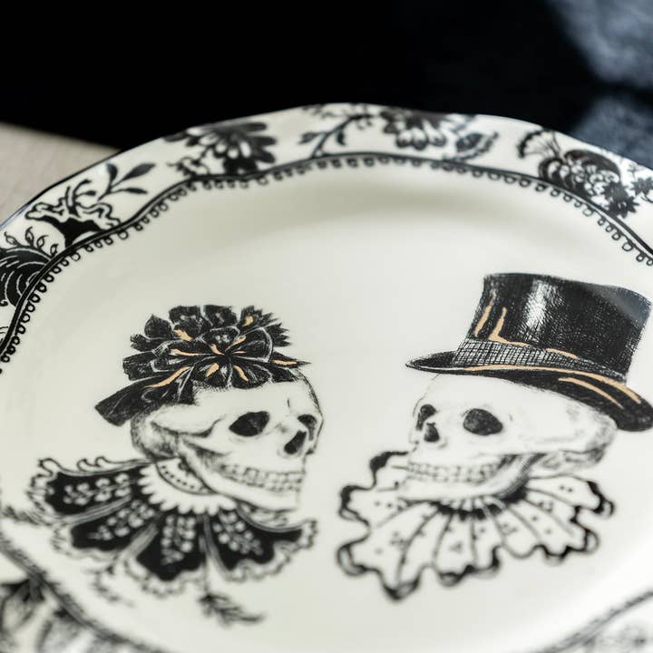 Grace Teaware - Wholesale Salad Plate - 8.5" Halloween Skulls Dessert / Salad Plate