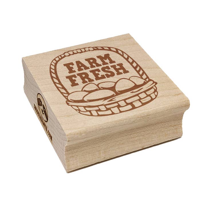 Farm Fresh Egg Basket Square Rubber Stamp for Stamping Crafting for wholesale by Sniggle Sloth