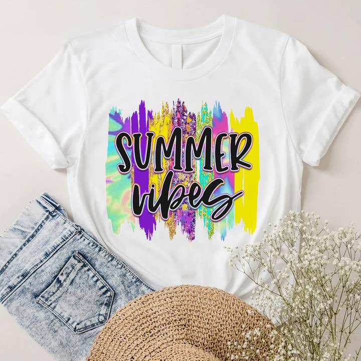 Summer Vibes Shirt, Summer Shirt, Hologram Summer Shirt for wholesale by ShopLukeGifts