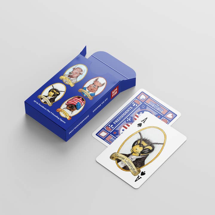 Ah Ha Brands - Wholesale Playing Cards - PreZOOdents Punny Animal President Playing Cards2