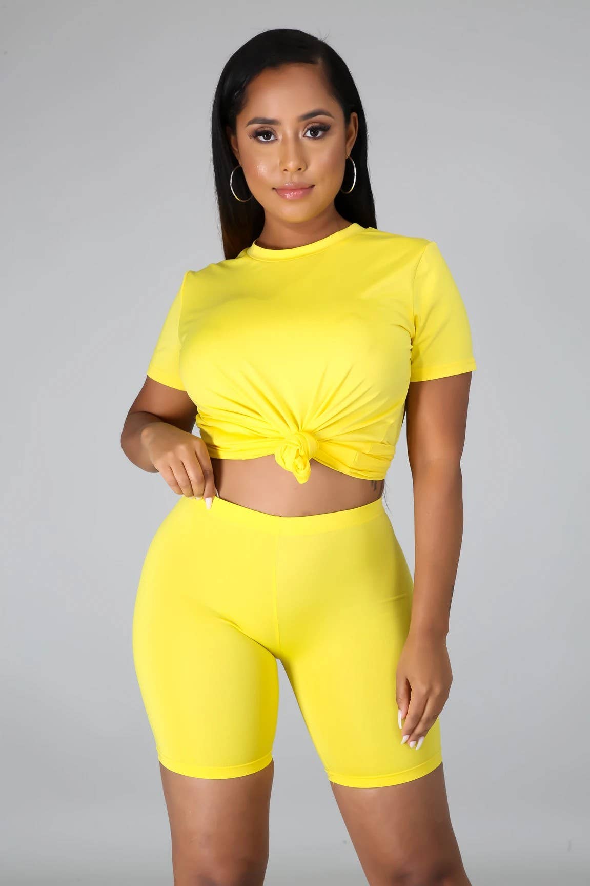 5besties inc - Wholesale Lounge Set - Women's - SLINKY JERSEY ROUND NECK TEE AND SHORT SET.2