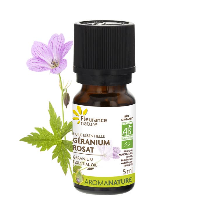Fleurance Nature - Vente Huile essentielle - HUILE ESSENTIELLE DE GERANIUM ROSAT BIO0