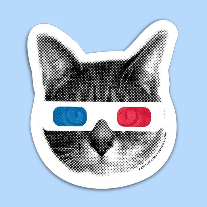 3D glasögon katt klistermärke för wholesale av Fancy Seeing You Here