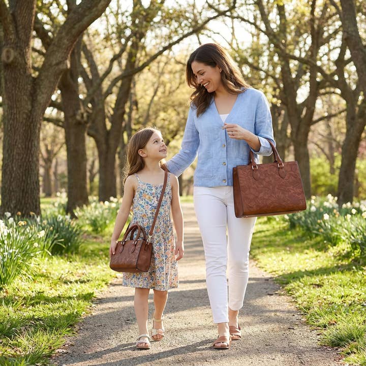 KAYLA+AVA – wholesale Bärkasse - Dam – Meredith Hibiscus blommig präglad 2 i 1 tyguppsättning4