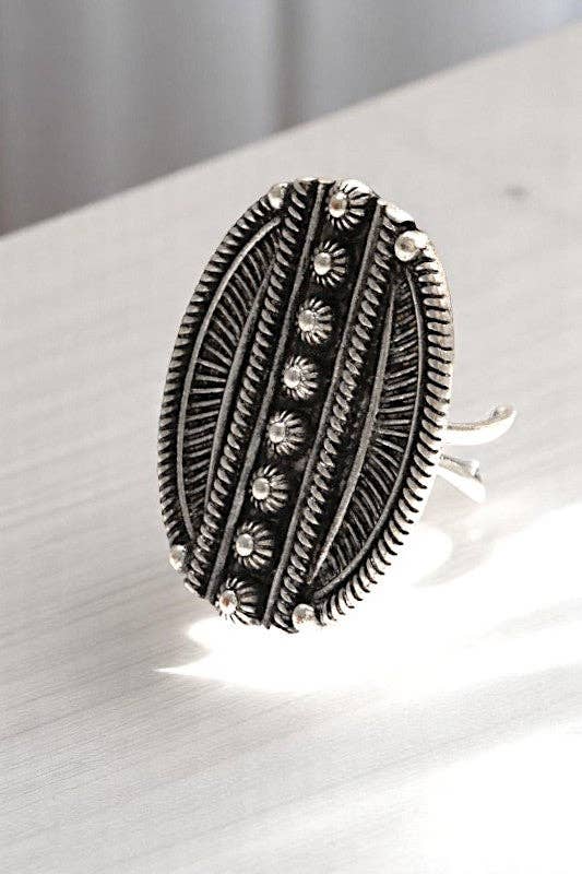Andrea Bijoux - Wholesale Cocktail/Statement Ring - DOTTED LINE ETCHED DETAIL CUFF RING1