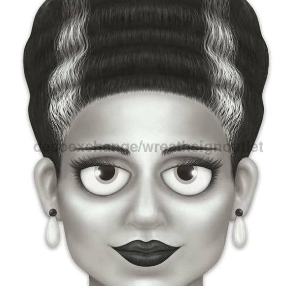 12.5"H X 7.5"L Mrs. Frankenstein Sign White/Black/Grey MD145255 for wholesale by DecoExchange