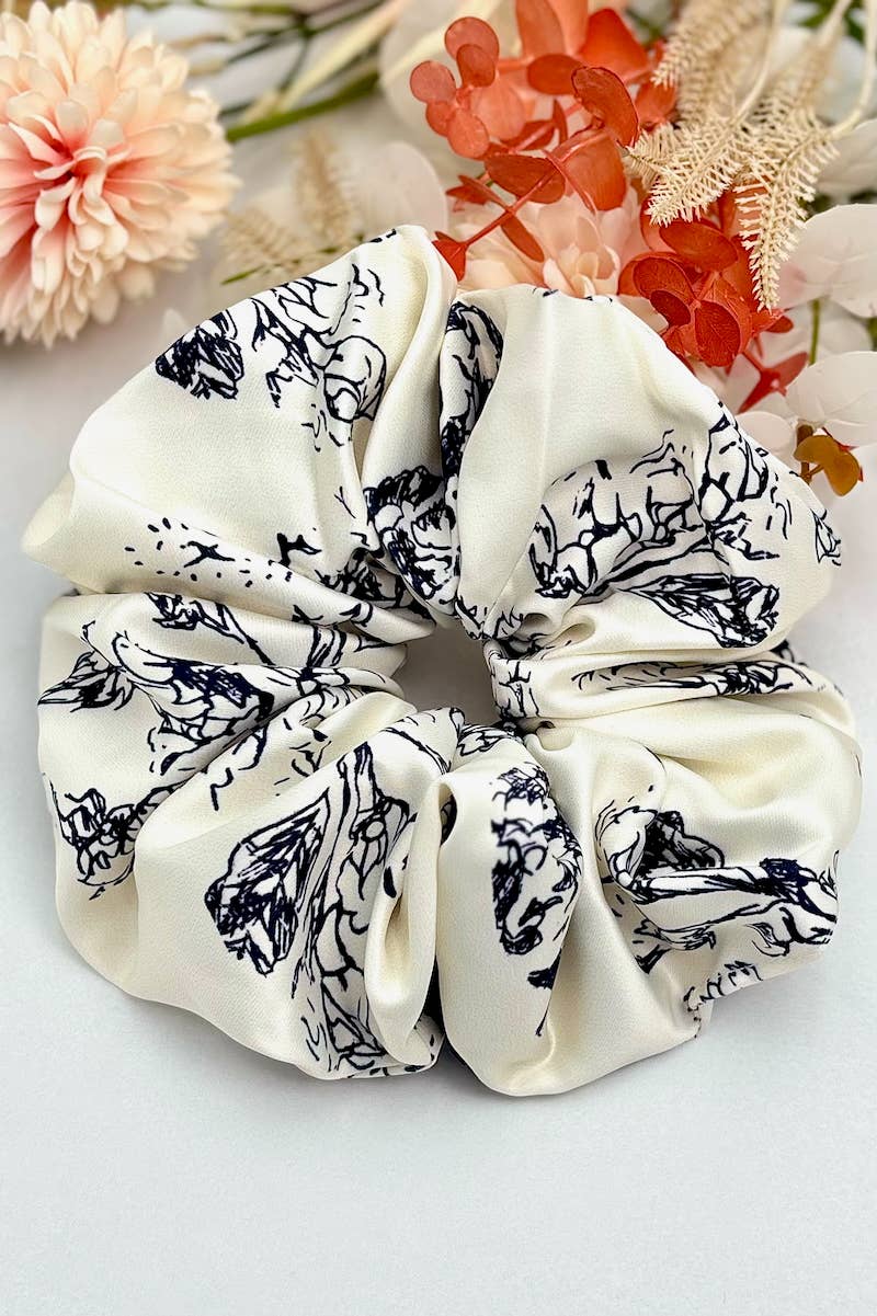 White Satin scrunchie 15cm FQ54 for wholesale on Faire