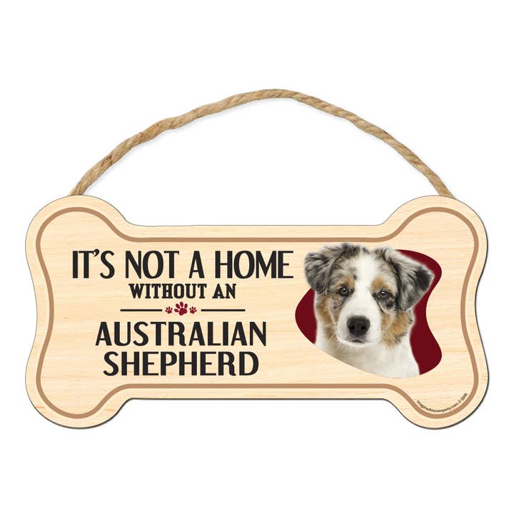 Australian Shepherd Bone Shaped Wood Sign for wholesale by Imagine This Company