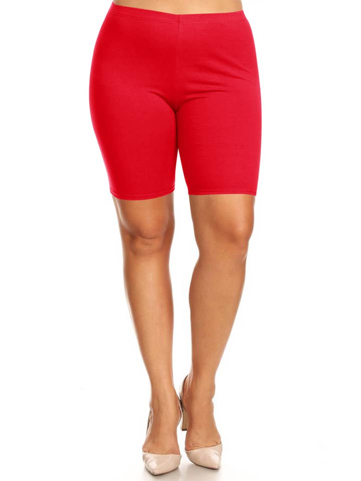 MOA COLLECTION - Wholesale Athletic Shorts - Women's - Women's Plus Size Casual Solid Biker Shorts (Open Pack)24