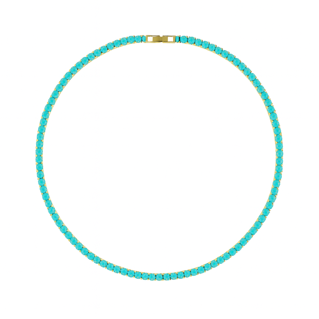 Sahira Jewelry Design - Wholesale Link & Chain Necklace - Karla Tennis Necklace - Turquoise0
