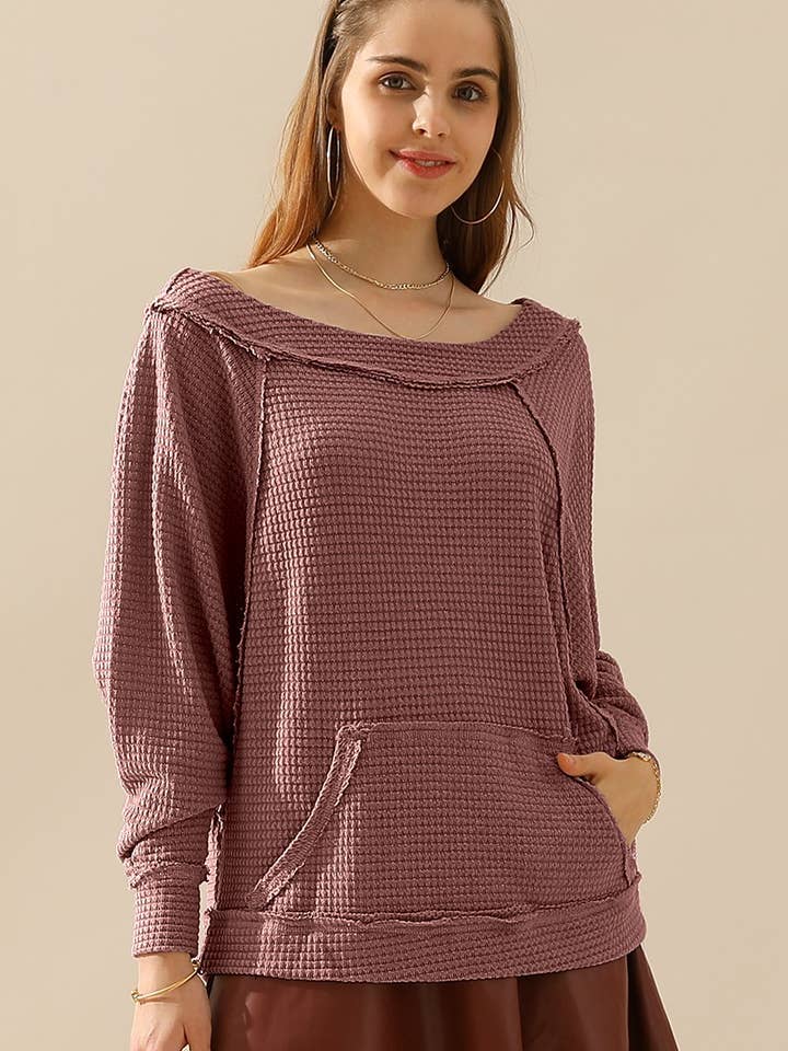 NINEXIS - Wholesale Knit Top - Women's - CWTTL723-P-M_BOAT NECK POCKETED PULLOVER SWEATER KNIT TOP1