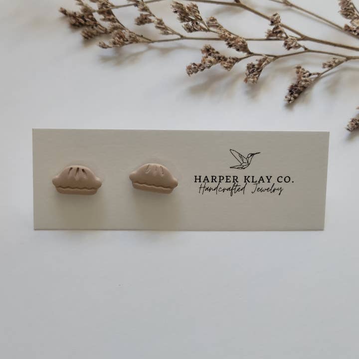 The Little Pie Studs- Fall Polymer Clay Earrings for wholesale by Harper Klay Co
