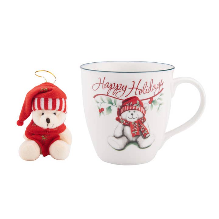 Fitz and Floyd® Mikasa® Pfaltzgraff® - Wholesale Coffee Mug - Winterberry 20OZ Mug w/ Bear Ornmnt Gift Box Pkg