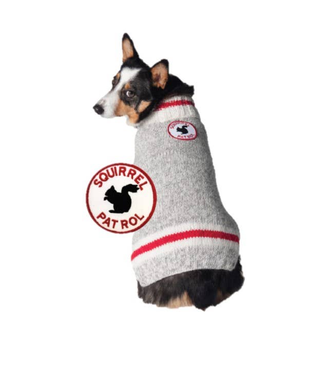CHILLY DOG LLC - Wholesale Pet Sweater - Dog - Squirrel Patrol Patch Dog Sweater