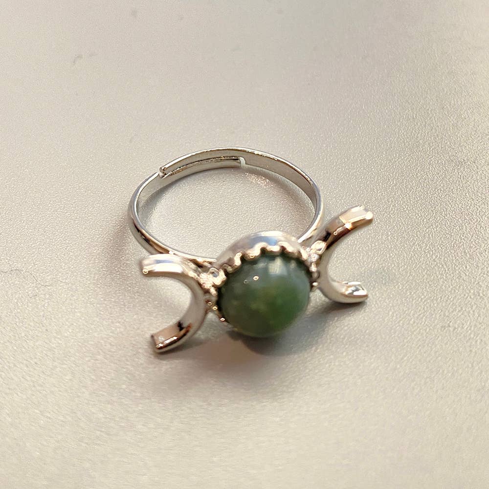 VIE – wholesale Single stone/solitaire ring – Adjustable Triple Moon Ring with 0.5cm Gemstone17