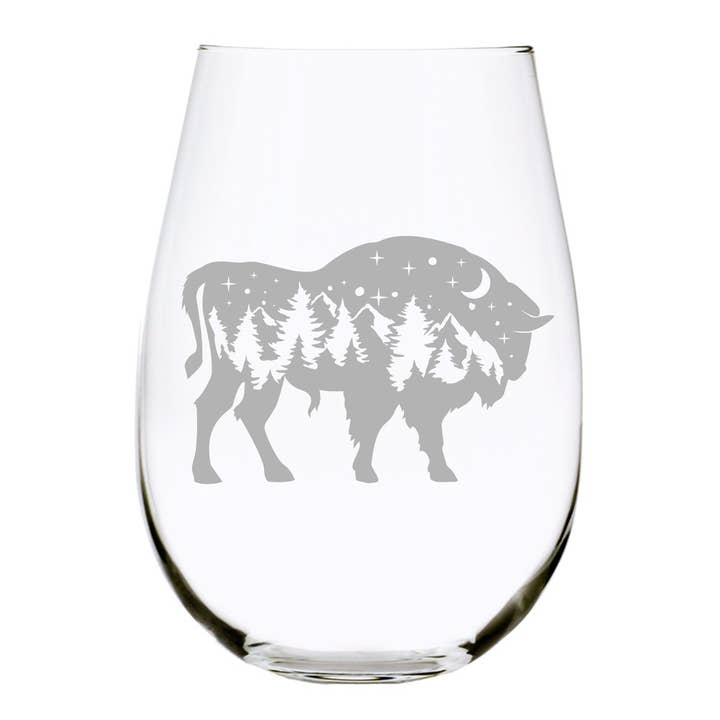Buffalo (B1) stemless wine glass, 17 oz. for wholesale by C&M Personal Gifts
