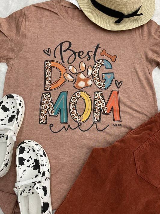 T-shirt graphique amusant LBL DTF Best Dog Mom Dog, Mom pour la vente par L&B Life