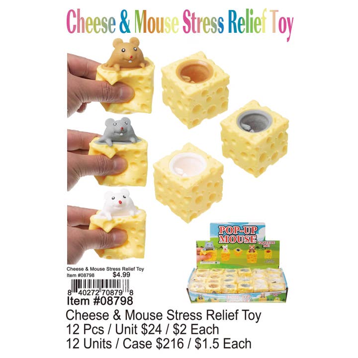 Puka Creations - Venta al por mayor Pelota antiestrés - Niños - Juguete para aliviar el estrés con queso y ratón