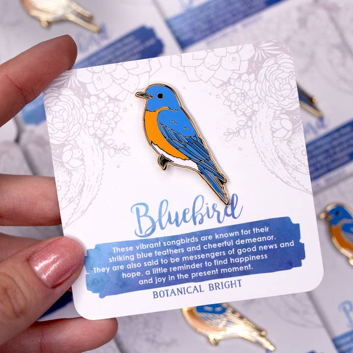 Botanical Bright – Großhandel Anstecker/Button – Bluebird Emaille Pin1