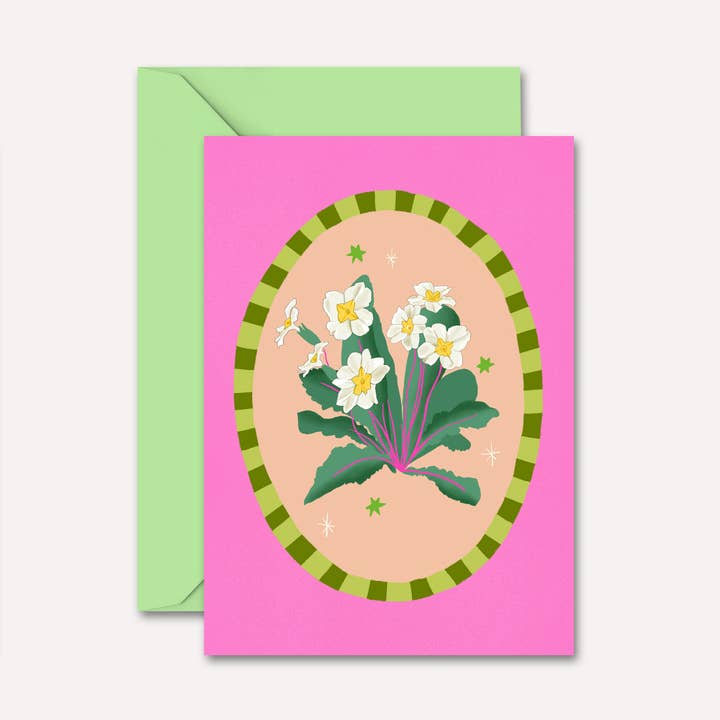 Carte vierge Fleur de Primevère | Juste parce que, Toute occasion pour la vente par Natalie Lea Owen – Handmade Jewellery & Greeting Cards