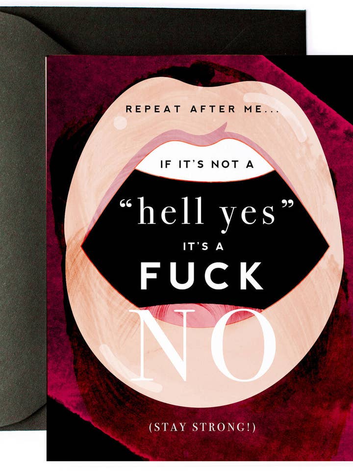 Hell Yes - F NO, Friendship & Encouragement Greeting Card for wholesale by Kitty Meow Boutique