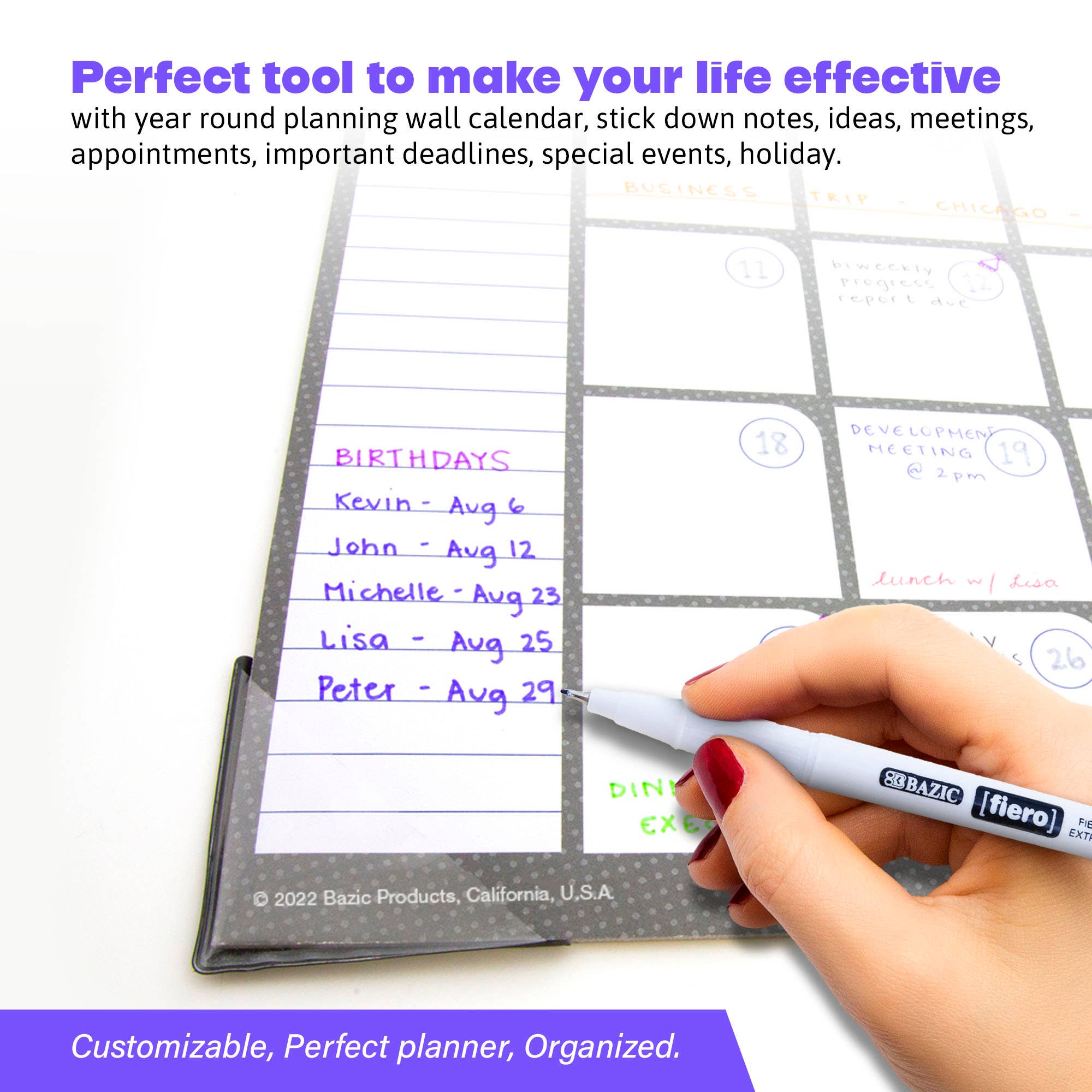 BAZIC Products - Vente Calendrier - Calendrier de bureau 12 mois non daté de 17 po x 22 po2