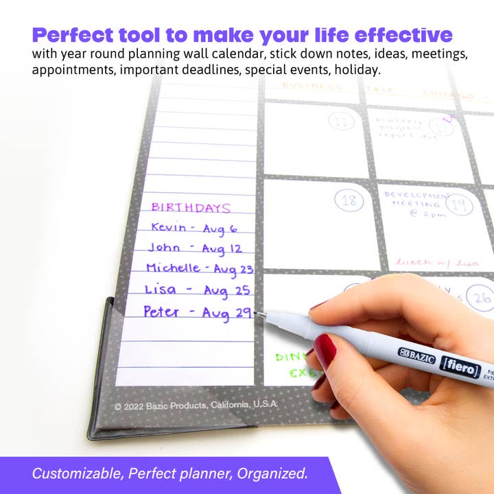 BAZIC Products - Vente Calendrier - Calendrier de bureau 12 mois non daté de 17 po x 22 po2