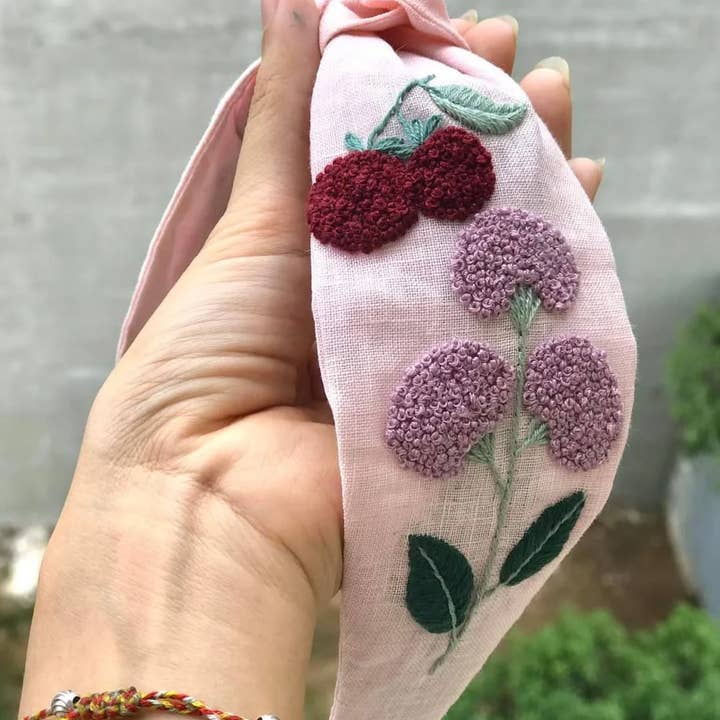 Quince Fables - Wholesale Fashion Headband - Women's - Floral Embroidered Linen Knot Turban, Collection Sofia ✅6