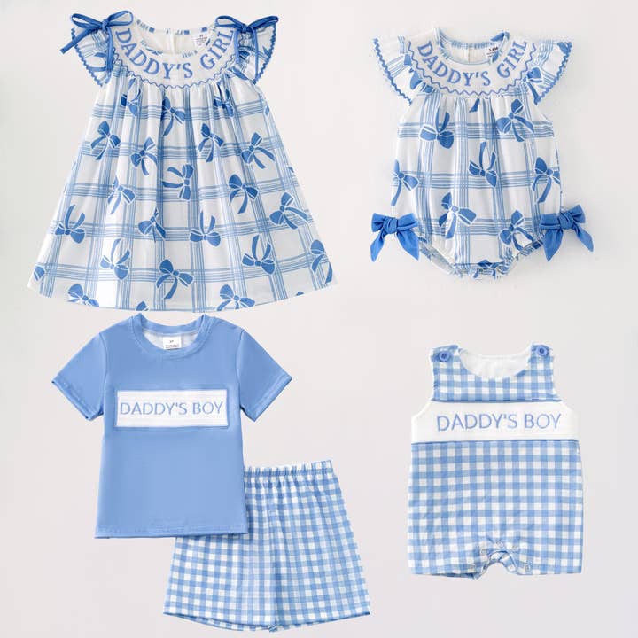 Auraquise - Wholesale Dress - Kids - Kids "DADDY'S GIRL/BOY" Embroidered Smocked Matching Clothes