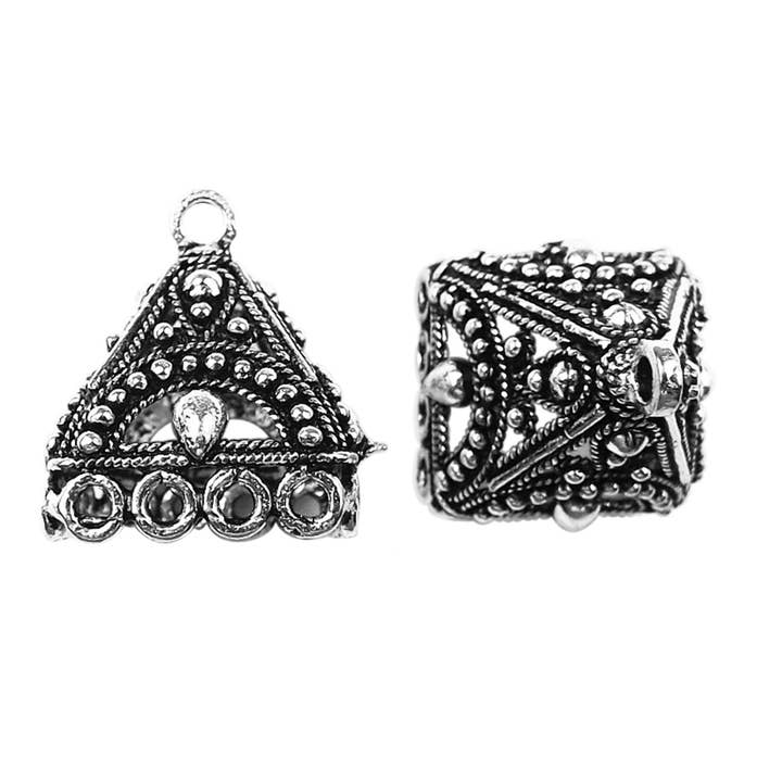 FSF-209 Cappuccio per Perline a Piramide con Rivestimento in Argento all'Ingrosso – Componente di Gioielleria Artigianale Lucidata dall'India per la vendita all'ingrosso da parte di Bali Designs