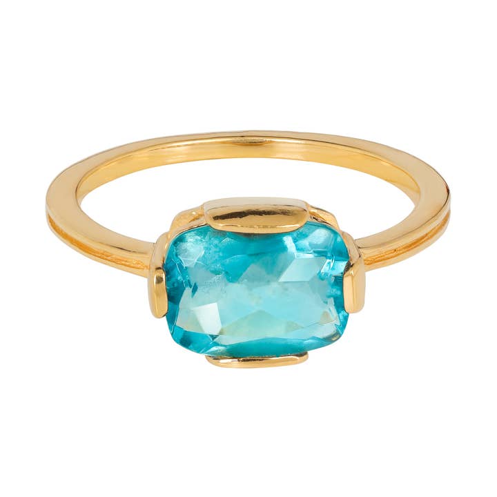 Vergoldeter 925er Silberring mit Smaragdglanz und grünem Fluorit für den Großhandel von Tiramisu