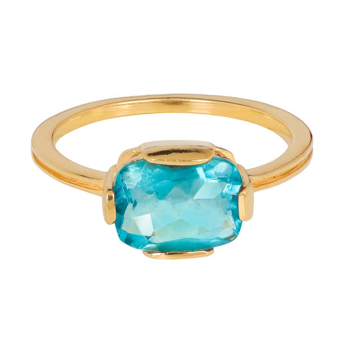 Gold Plated 925 Silver Emerald Radiance Green Fluorite Ring for wholesale by Tiramisu