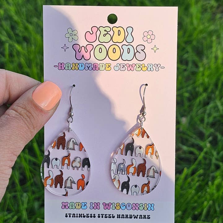 Jedi Woods LLC - Vente Boucles d'oreilles pendantes - Boucles d'oreilles en forme de crosse de chien5