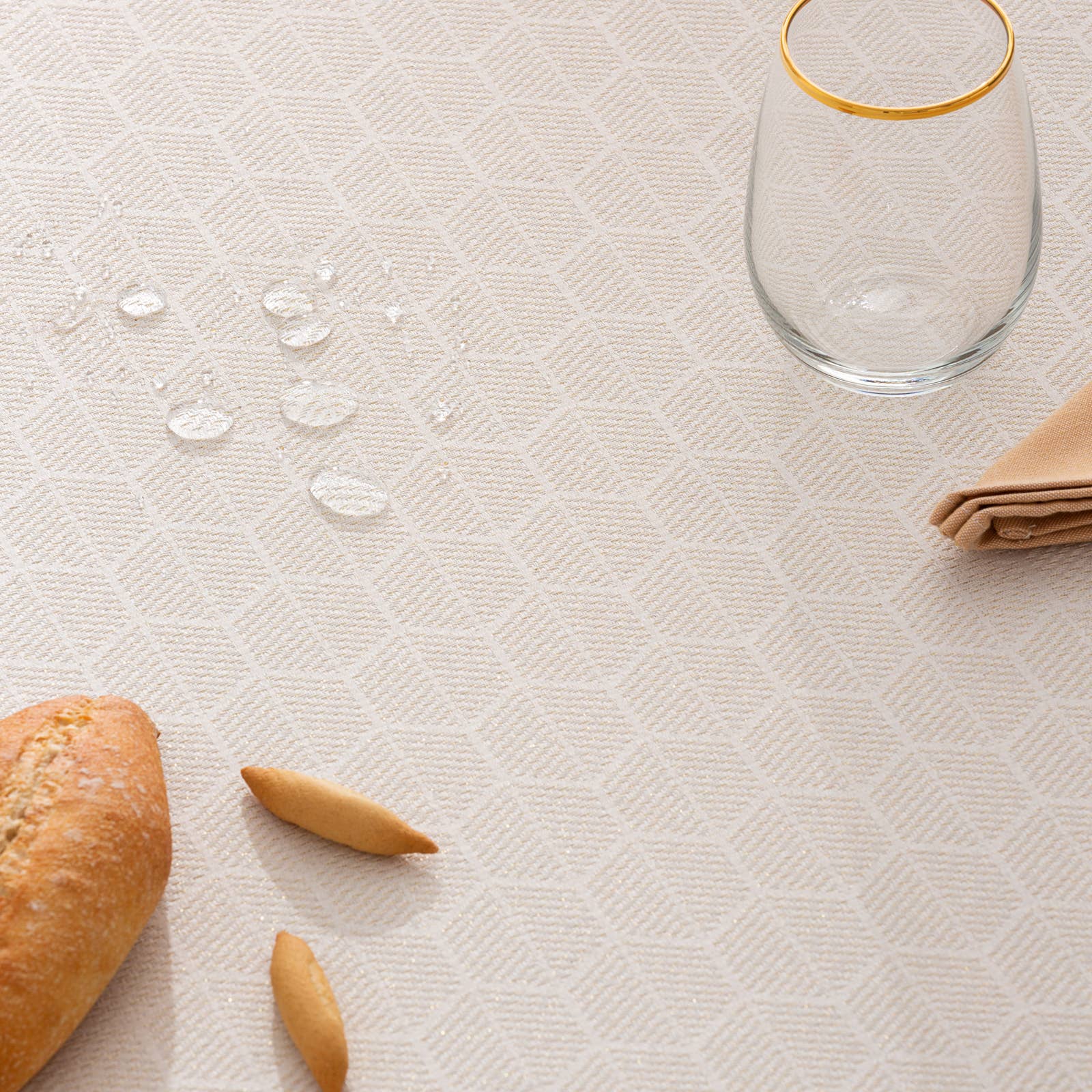 Gold GLAZAR jacquard waterproof tablecloth for wholesale on Faire3