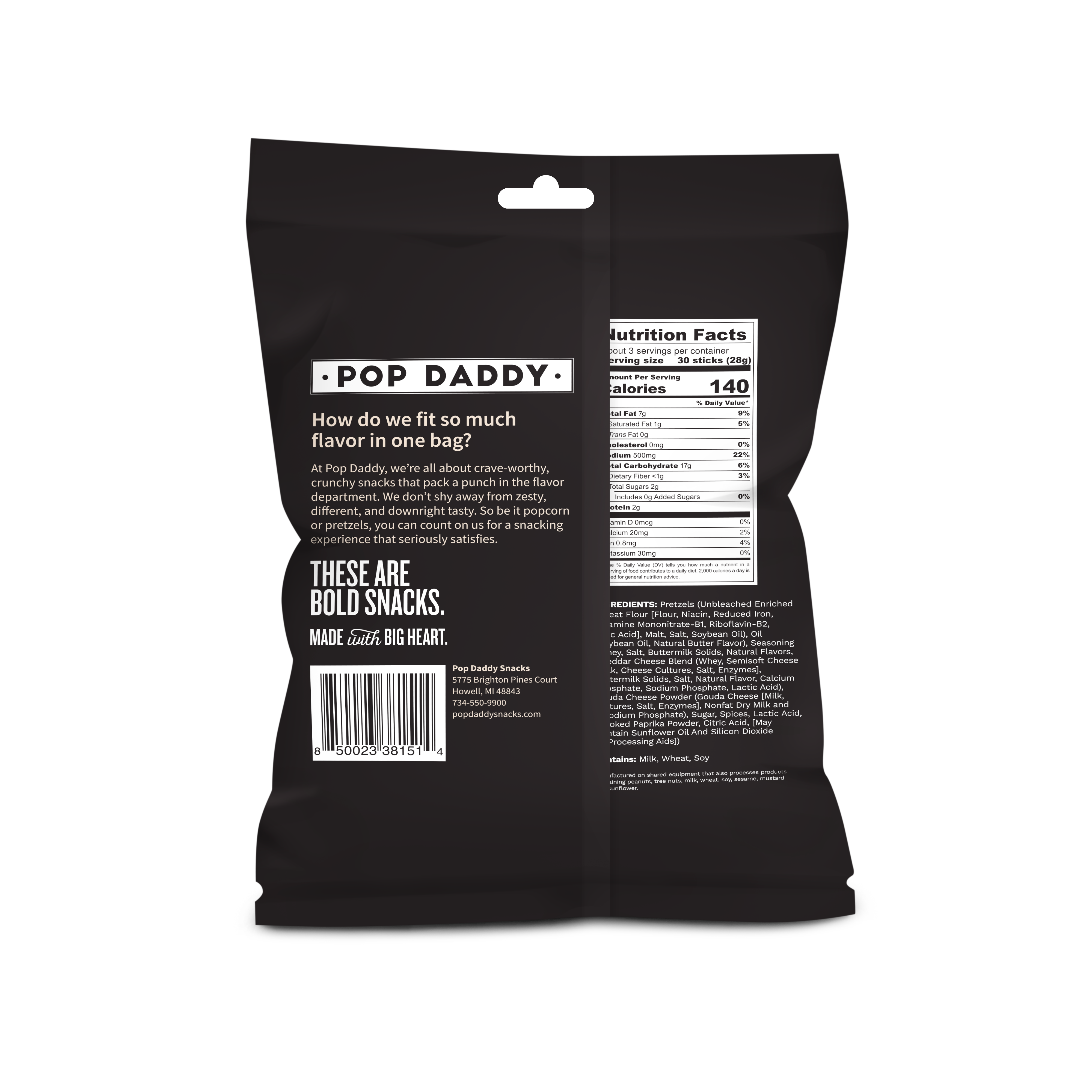 Pop Daddy Snacks - Wholesale Pretzels - Pop Daddy Beer Cheese Seasoned Pretzels 3oz.1