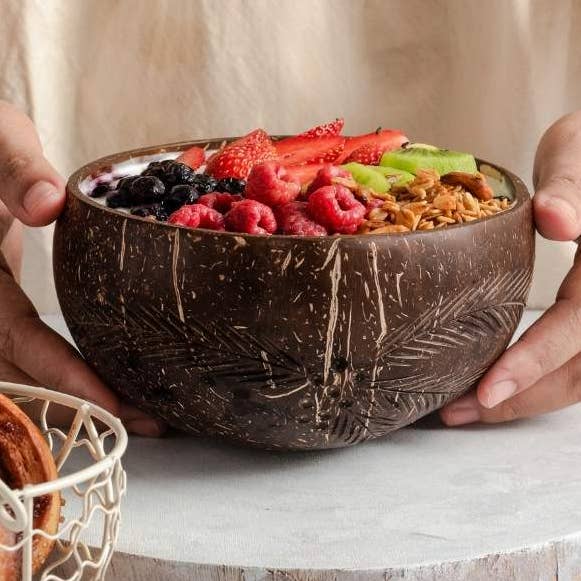 Jungle Culture - Wholesale Bowl - Coconut Bowls - Jumbo Bowl & Spoon Combo (Leaf)0