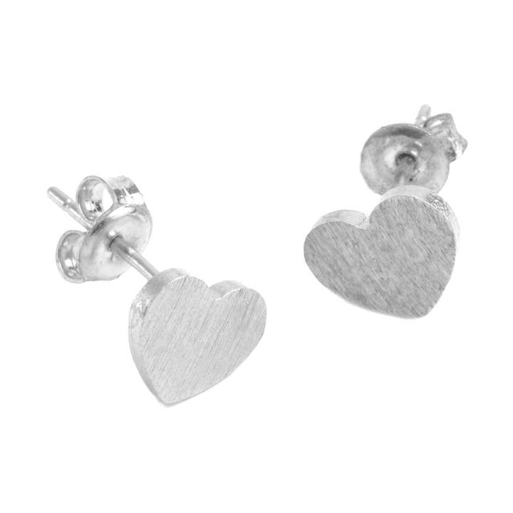 Small Heart Stud Earrings in Silver for wholesale by White Leaf