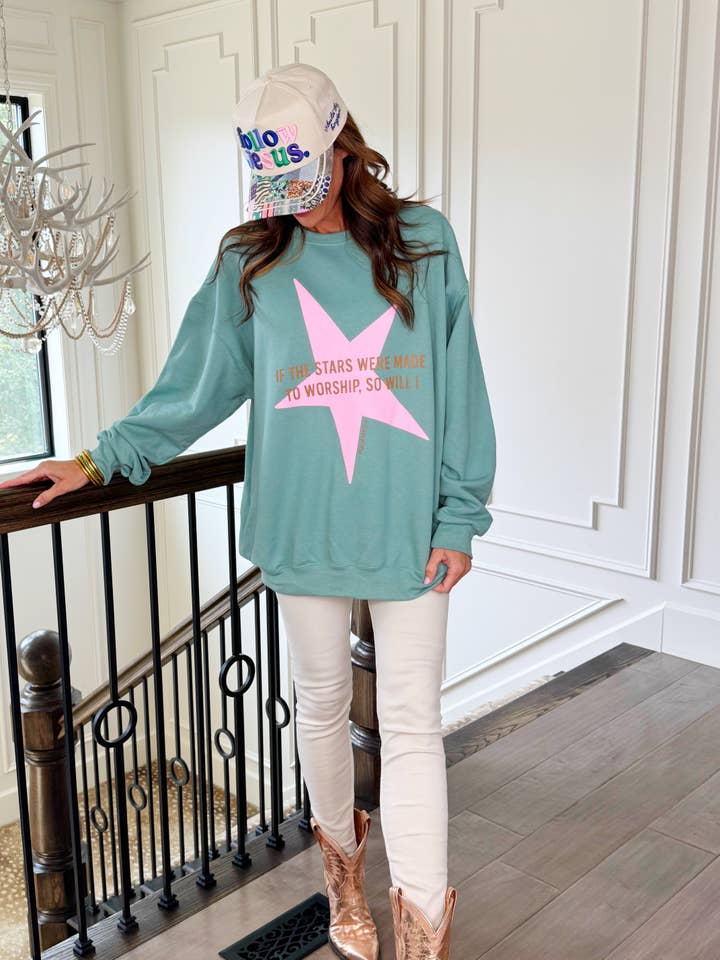 Poppy & Pine - Wholesale Graphic Sweatshirt - Women's - Stars Were Made To Worship Sweatshirt