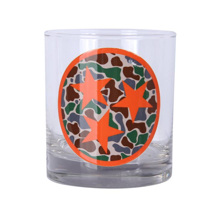 Camouflage Tri Star Rocks Glass for wholesale by Barrel Down South