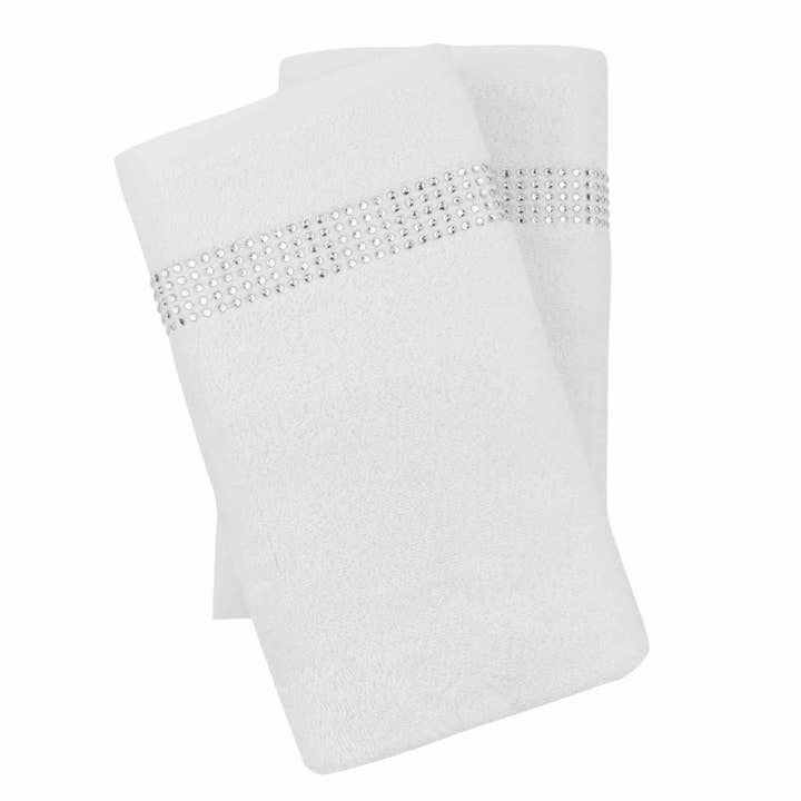 Sparkles Home – Engroshandel Håndklæde – Stripe Rhinestone håndklæde (sæt med 2)4