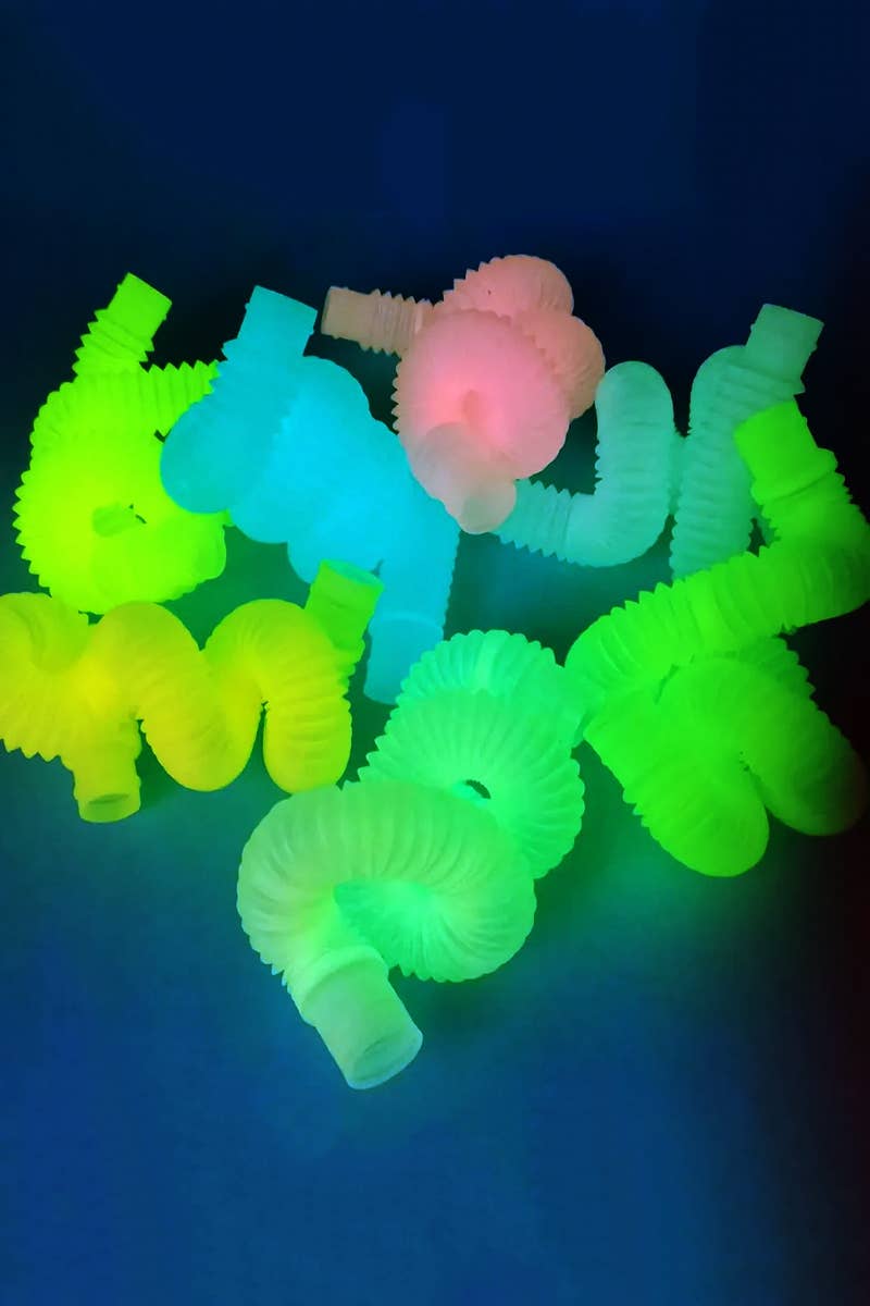 Cap Zone - Wholesale Fidget Toy - Kids - Glow In Dark 3 PC Neon Pop Snap Stretch Accordion Tube1