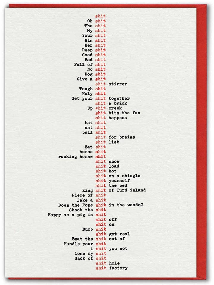 Cartão de Cumprimentos Engraçado - Tipo de Merda por Hayden Kays por atacado de Brainbox Candy