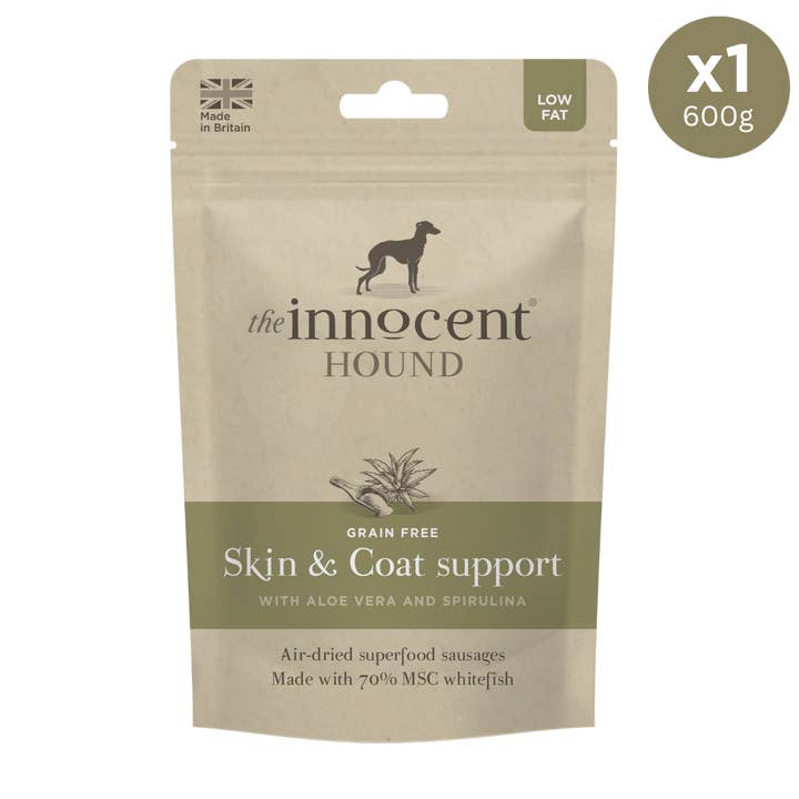 Skin & Coat Support Sausages w/ Aloe Vera and Spirulina 500g for wholesale by The Innocent Hound