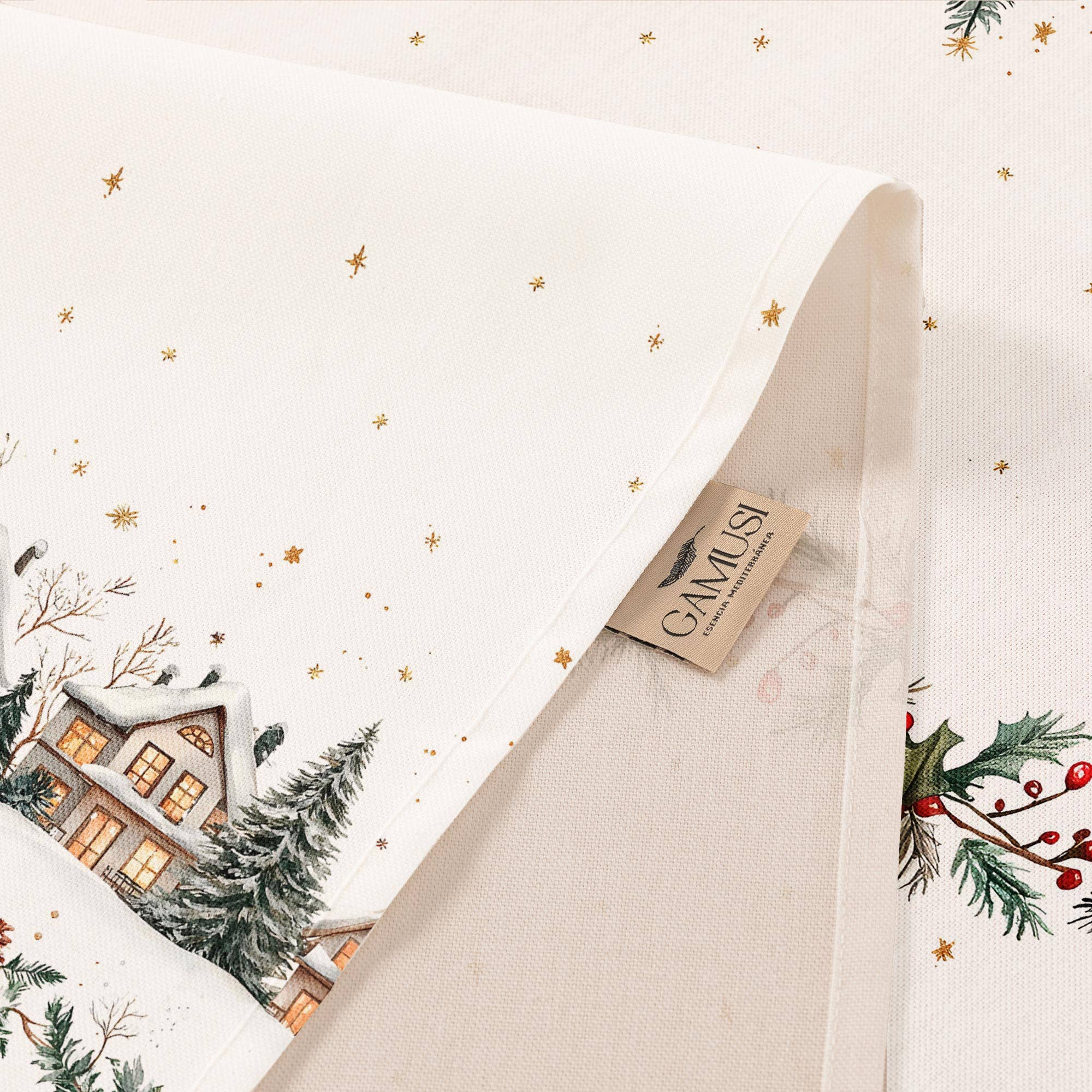 GAMUSI - Vente Nappes - Nappe de Noël anti-taches en coton doux imperméable WINSET4