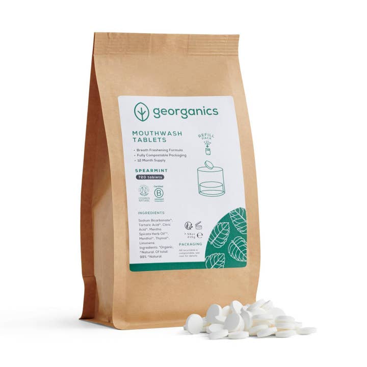 Georganics - Vendita all'ingrosso Collutori - Ricarica di Compresse per Collutorio - Menta Verde